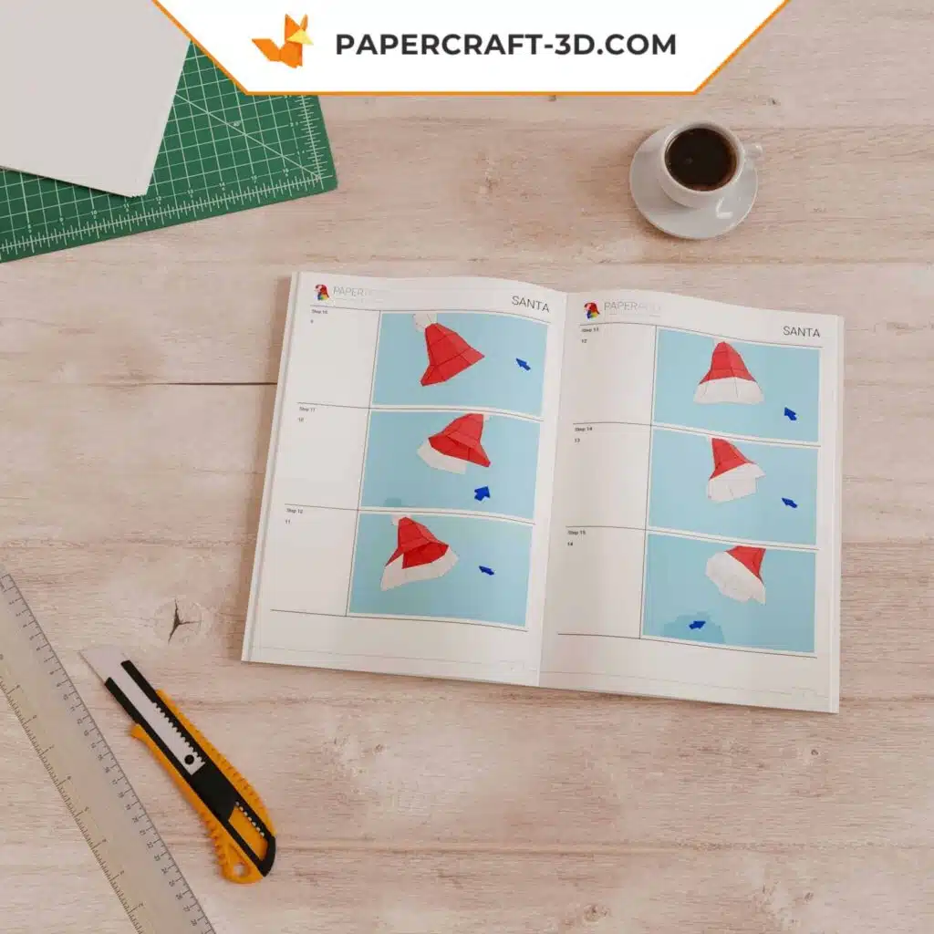 Papercraft Père Noël origami papier 3D DIY pour décoration de Noël, weergave 3