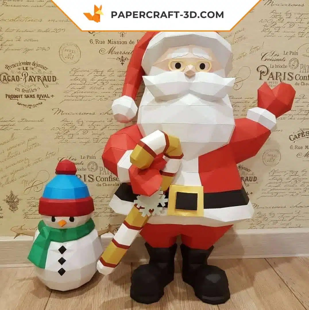3D Origami Papercraft Santa Claus, detail