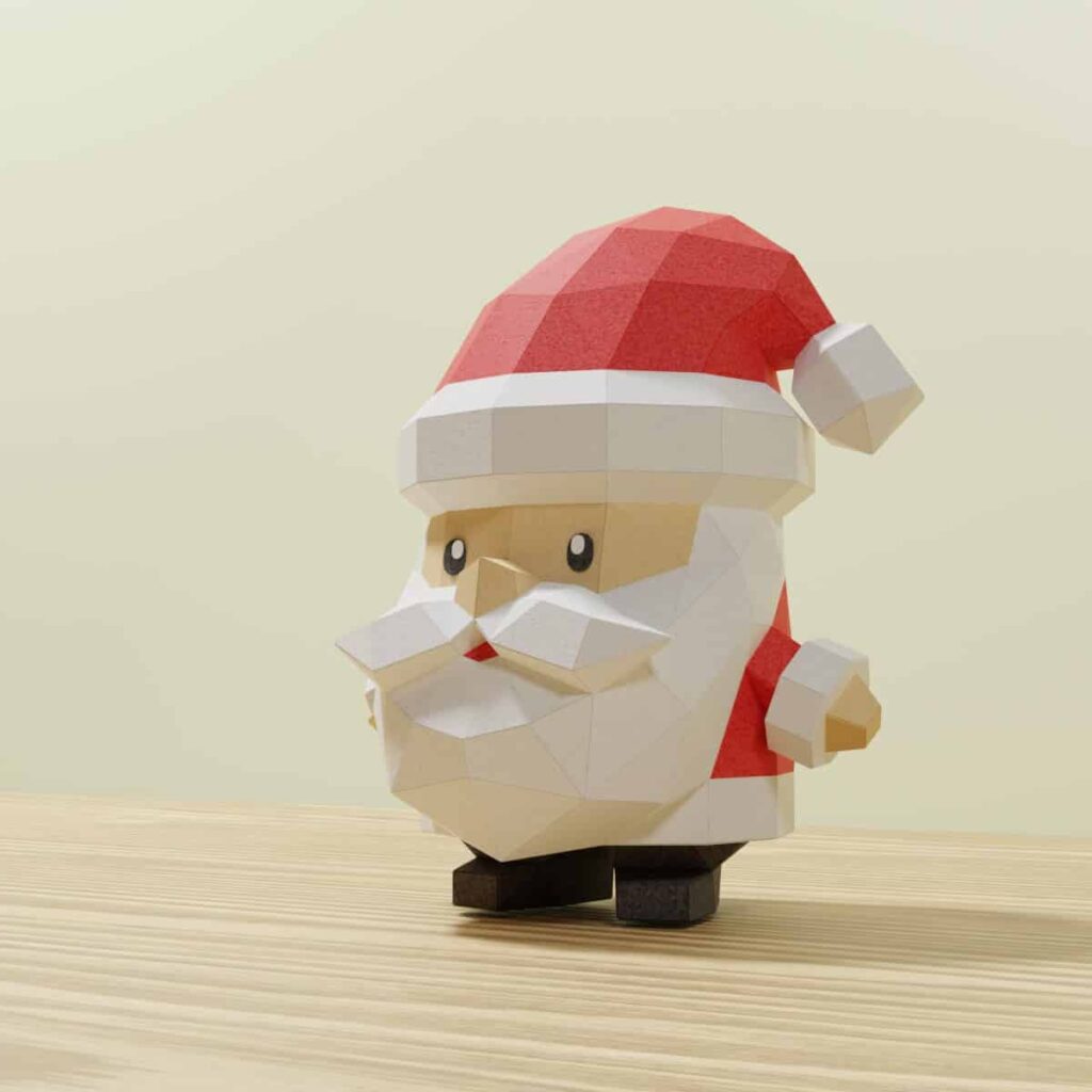 Papercraft pot de rangement Père Noël en origami 3D