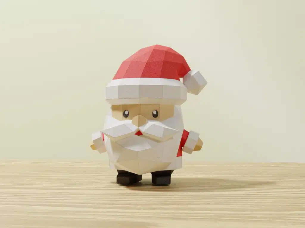 Papercraft vaso contenitore Babbo Natale in origami 3D