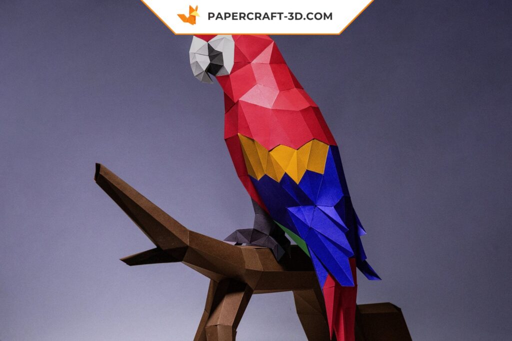 Papercraft de arara em origami 3D