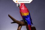 Papercraft parrot Ara in 3D origami