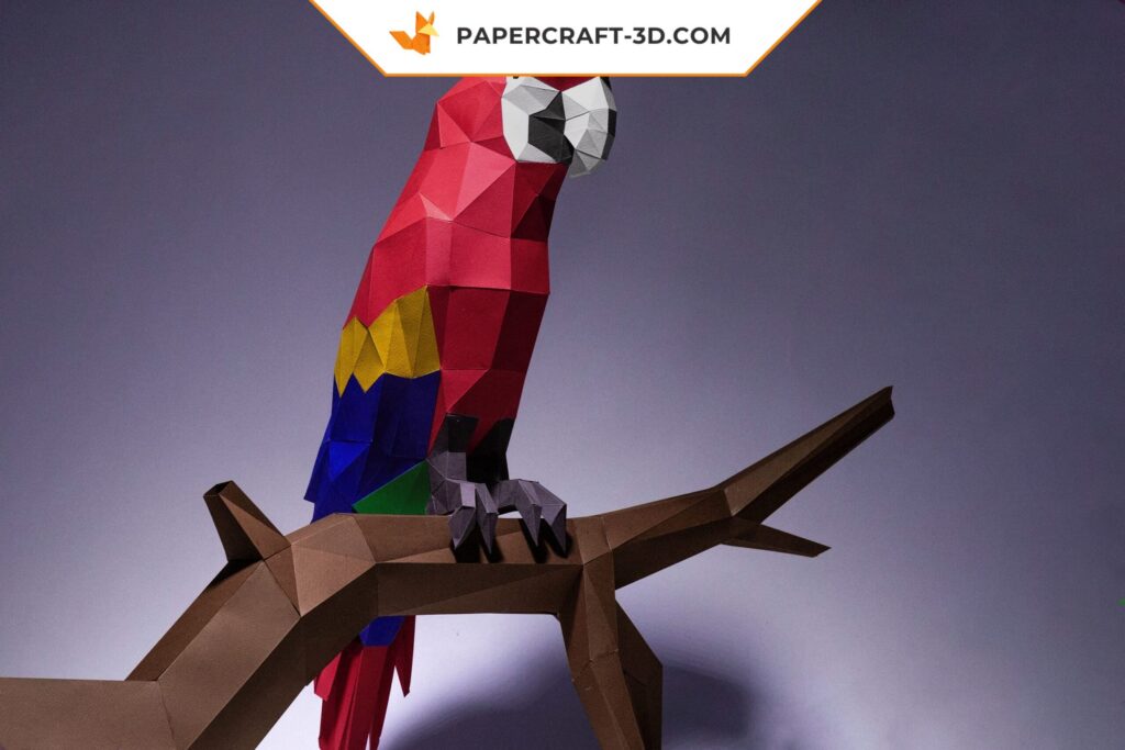 Papercraft de arara em origami 3D