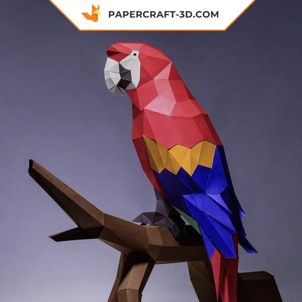 Papercraft Ara-Papagei als 3D-Origami