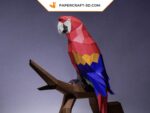 Papercraft parrot Ara in 3D origami
