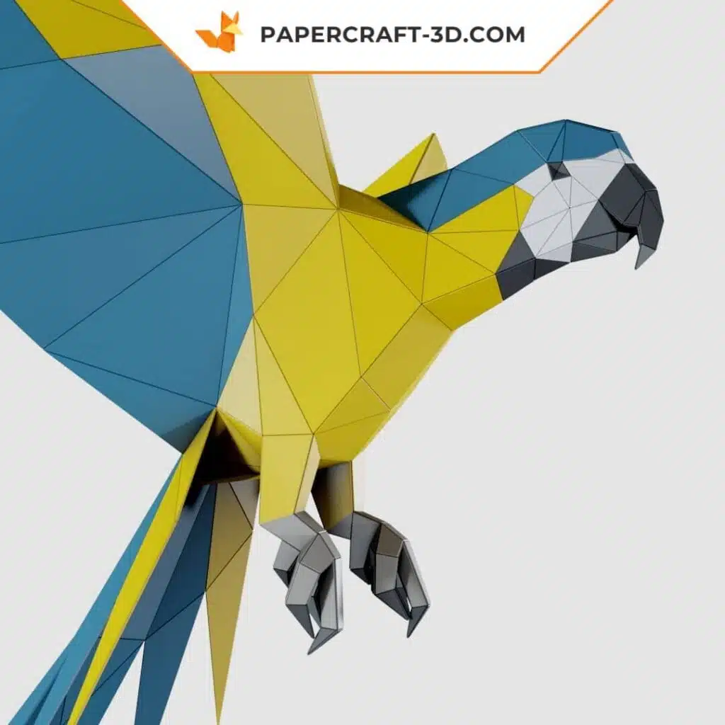 Papercraft perroquet en papier 3D, sculpture à imprimer en PDF, weergave 3
