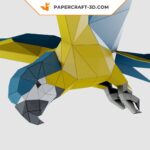 Papercraft parrot hanging in origami 3D