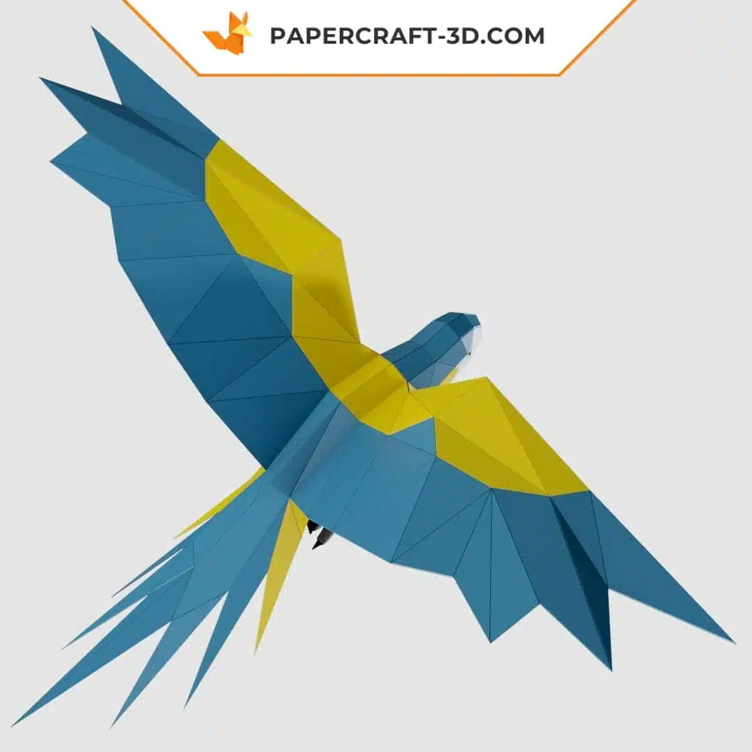Papercraft perroquet en papier 3D, sculpture à imprimer en PDF, weergave 6