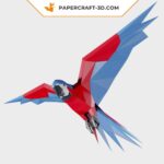 Papercraft parrot hanging in origami 3D