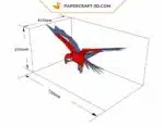 Papercraft perroquet en papier 3D, sculpture à imprimer en PDF, weergave 8