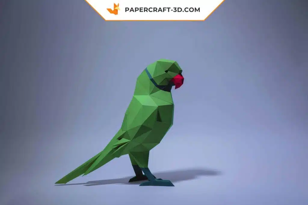 Papercraft di pappagallo verde in origami