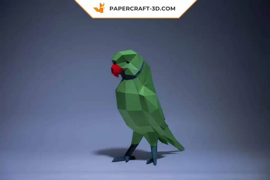 Papercraft di pappagallo verde in origami