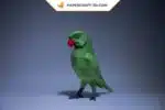 Papercraft di pappagallo verde in origami