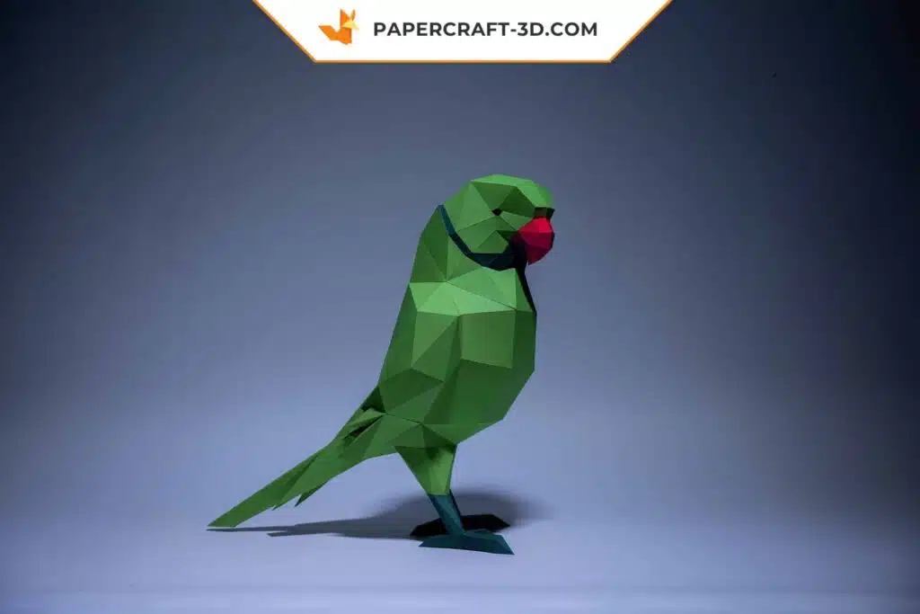 Papercraft de papagaio verde em origami