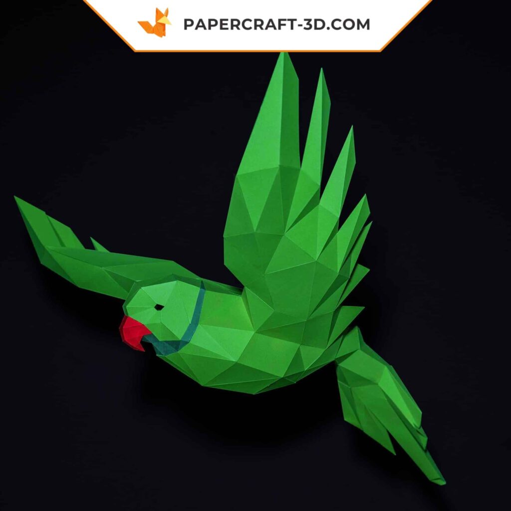 Papercraft de perroquet volant en origami 3D