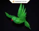 Papercraft perroquet volant origami papier 3D, weergave 2