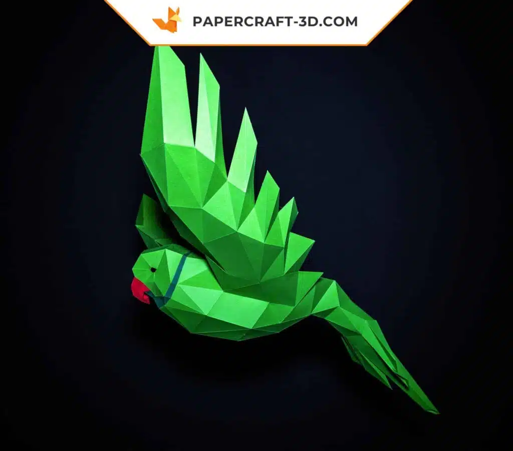 Papercraft perroquet volant origami papier 3D