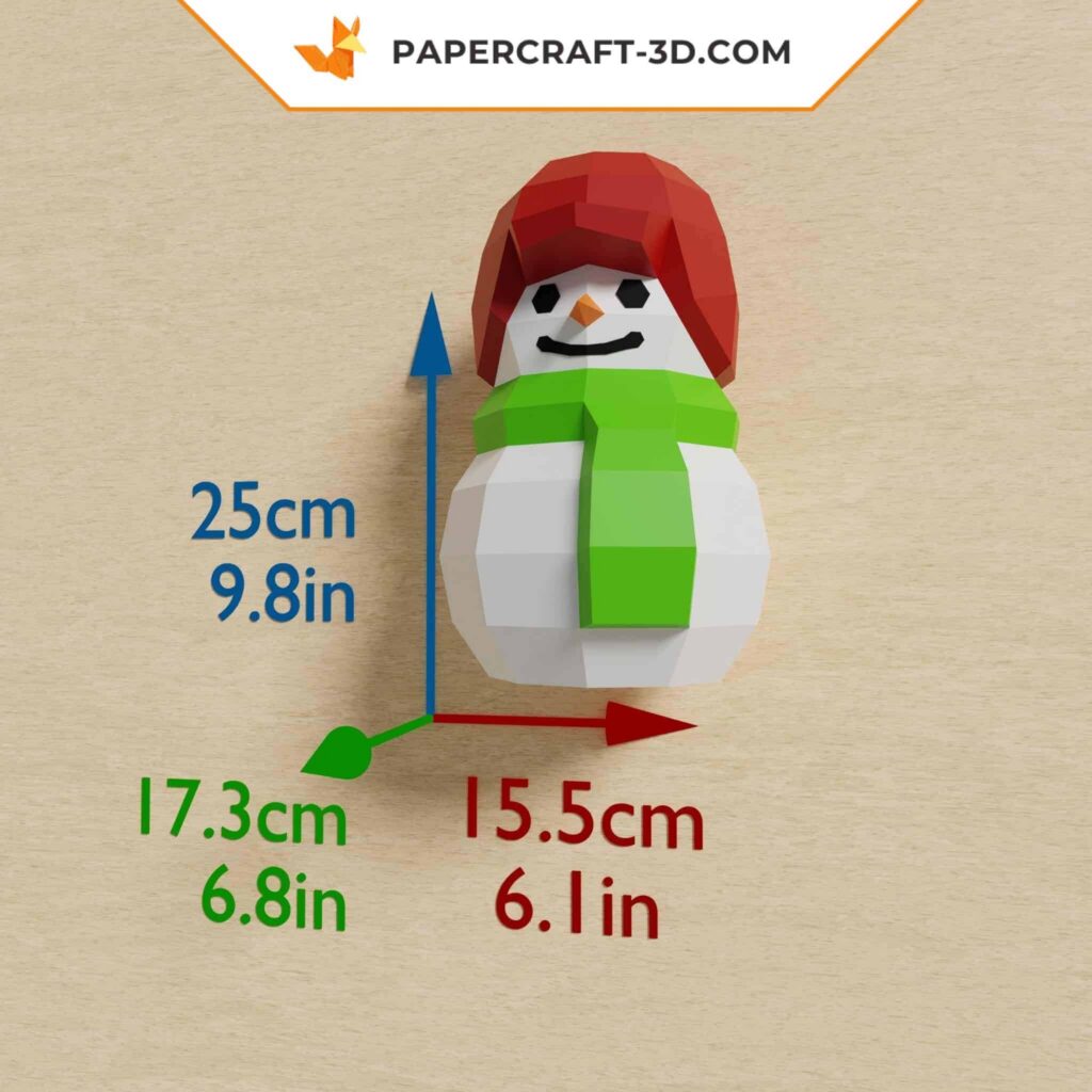 Origami papercraft snowman
