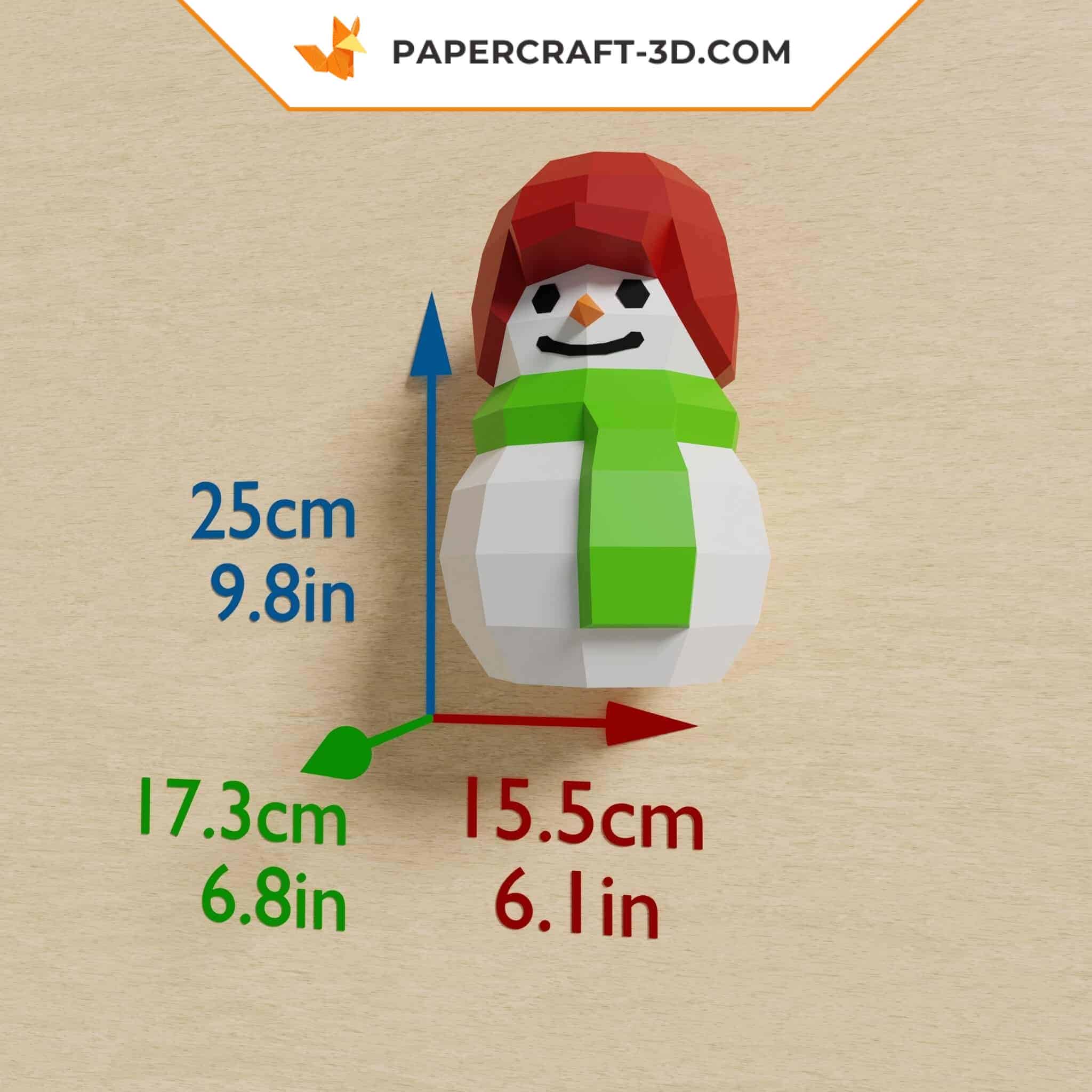 Papercraft snowman in 3D origami