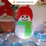 Papercraft Petit Bonhomme de Neige 3D pour décoration de Noël en origami papier, weergave 3