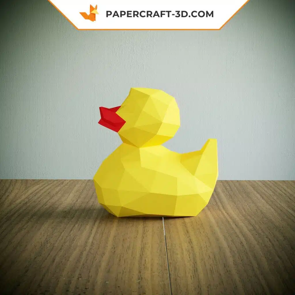 Papercraft kleines gelbes Entenküken aus Origami