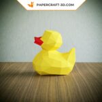Papercraft of small yellow duck in 3D origami