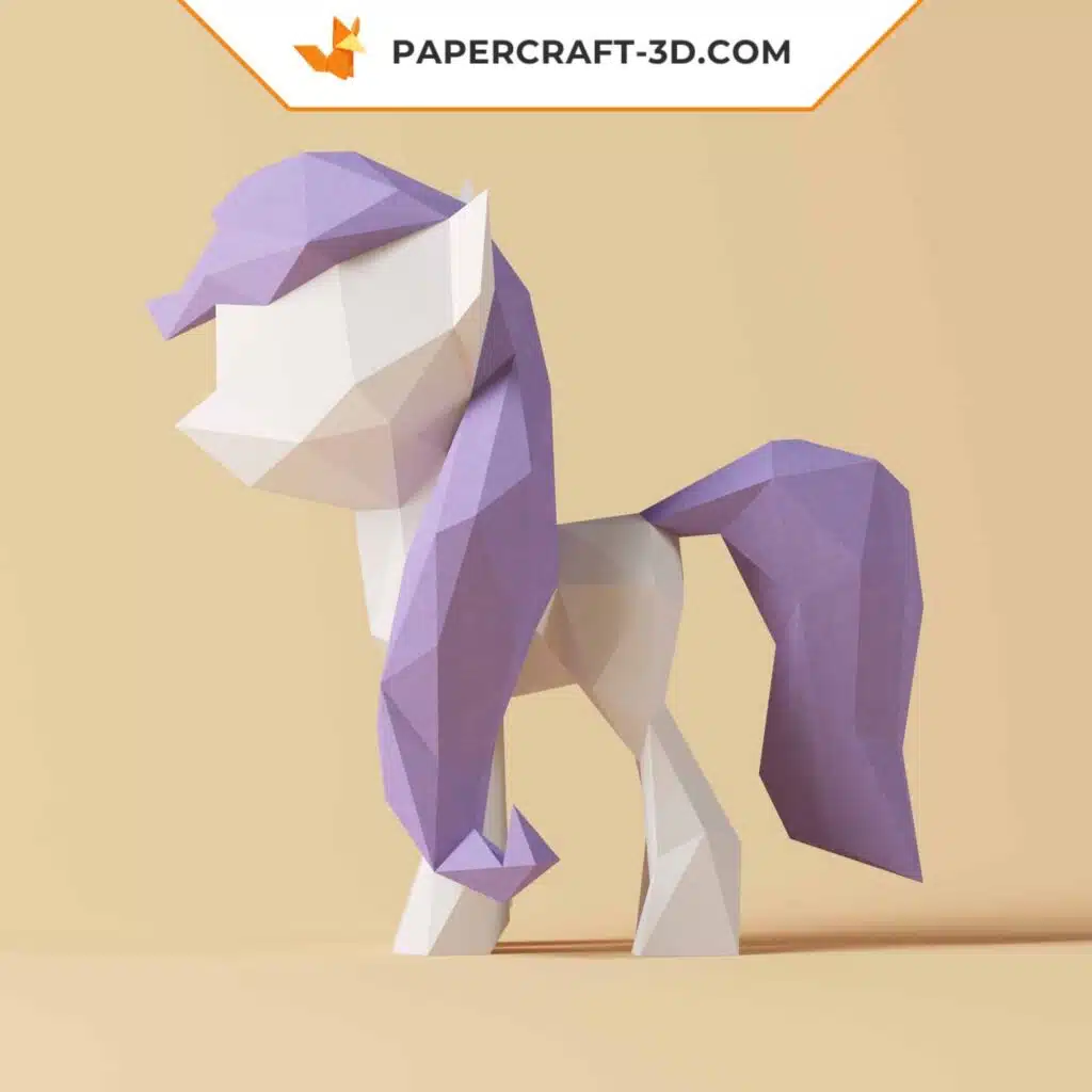 Papercraft de pequeño pony morado en origami 3D