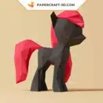 Papercraft de pequeño pony morado en origami 3D, vista 6