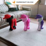 Papercraft de pequeno pônei roxo em origami 3D