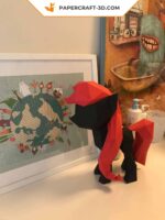 Papercraft de pequeno pônei roxo em origami 3D