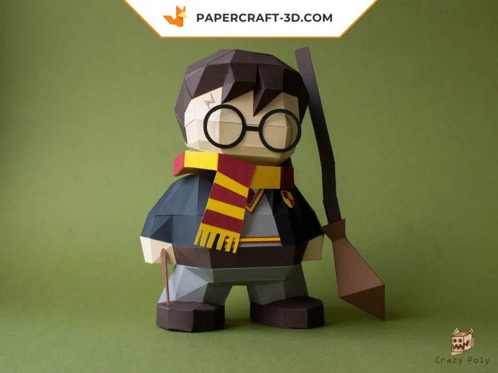 Papercraft petit sorcier en origami papier 3D à faire soi-même, weergave 2