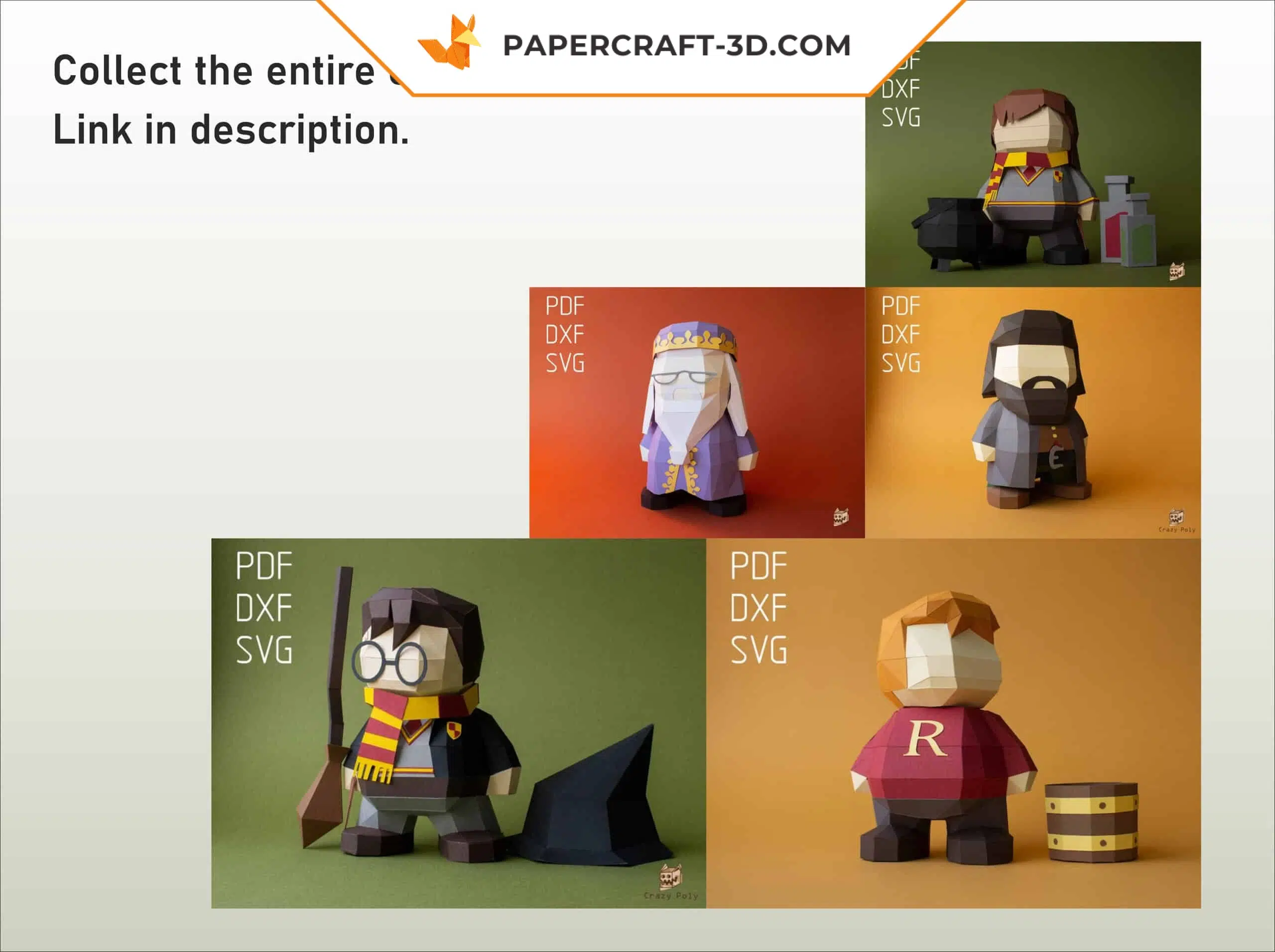Papercraft petit sorcier en origami papier 3D à faire soi-même, weergave 7