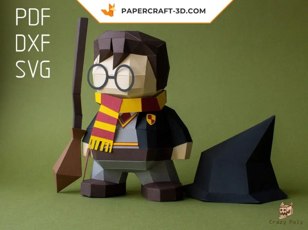 Papercraft petit sorcier en origami papier 3D à faire soi-même