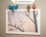 Papercraft de pequenos pássaros em origami 3D