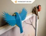 Papercraft de pequenos pássaros em origami 3D