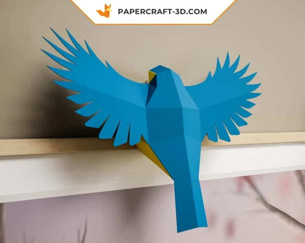 Papercraft de pequenos pássaros em origami 3D