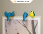 Papercraft de pequenos pássaros em origami 3D