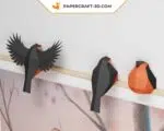 Papercraft de pequenos pássaros em origami 3D