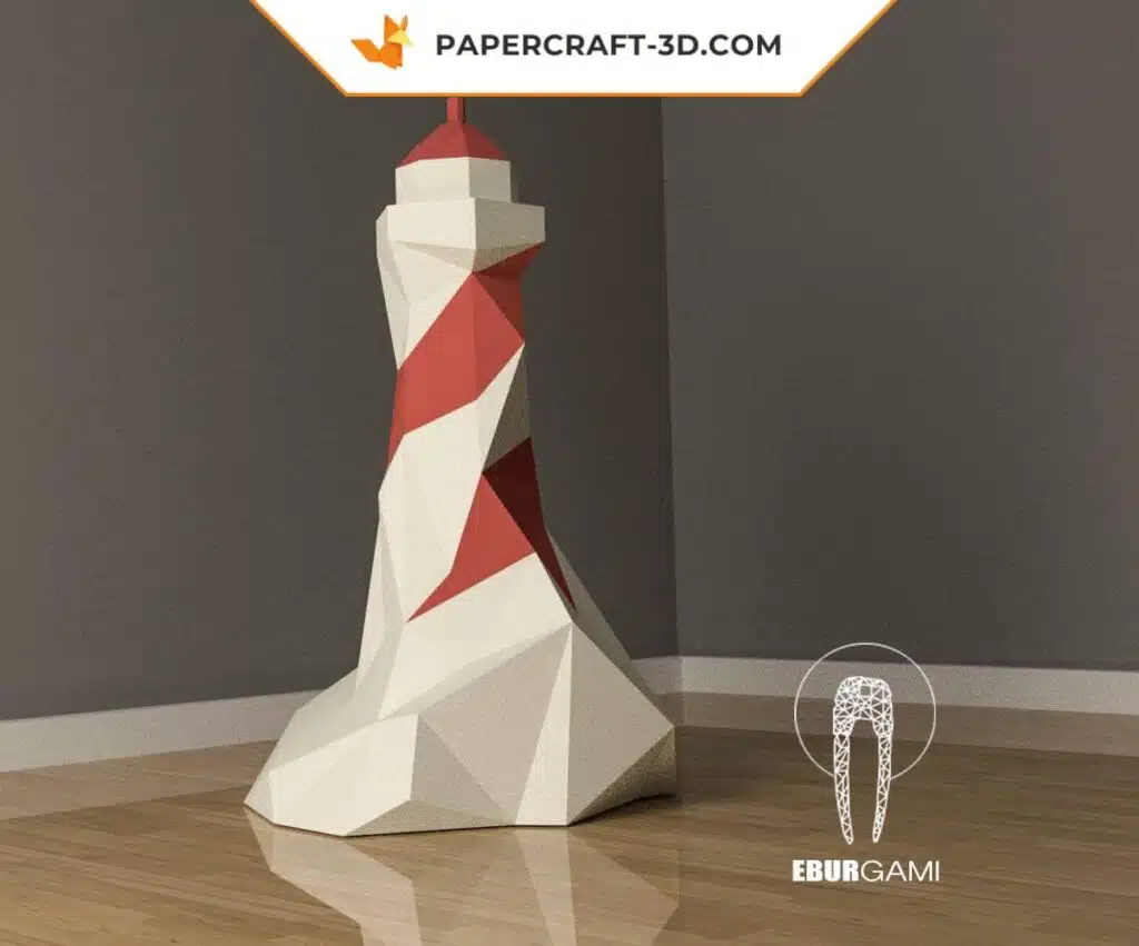 Papercraft Phare en origami papier 3D à télécharger, vue 2