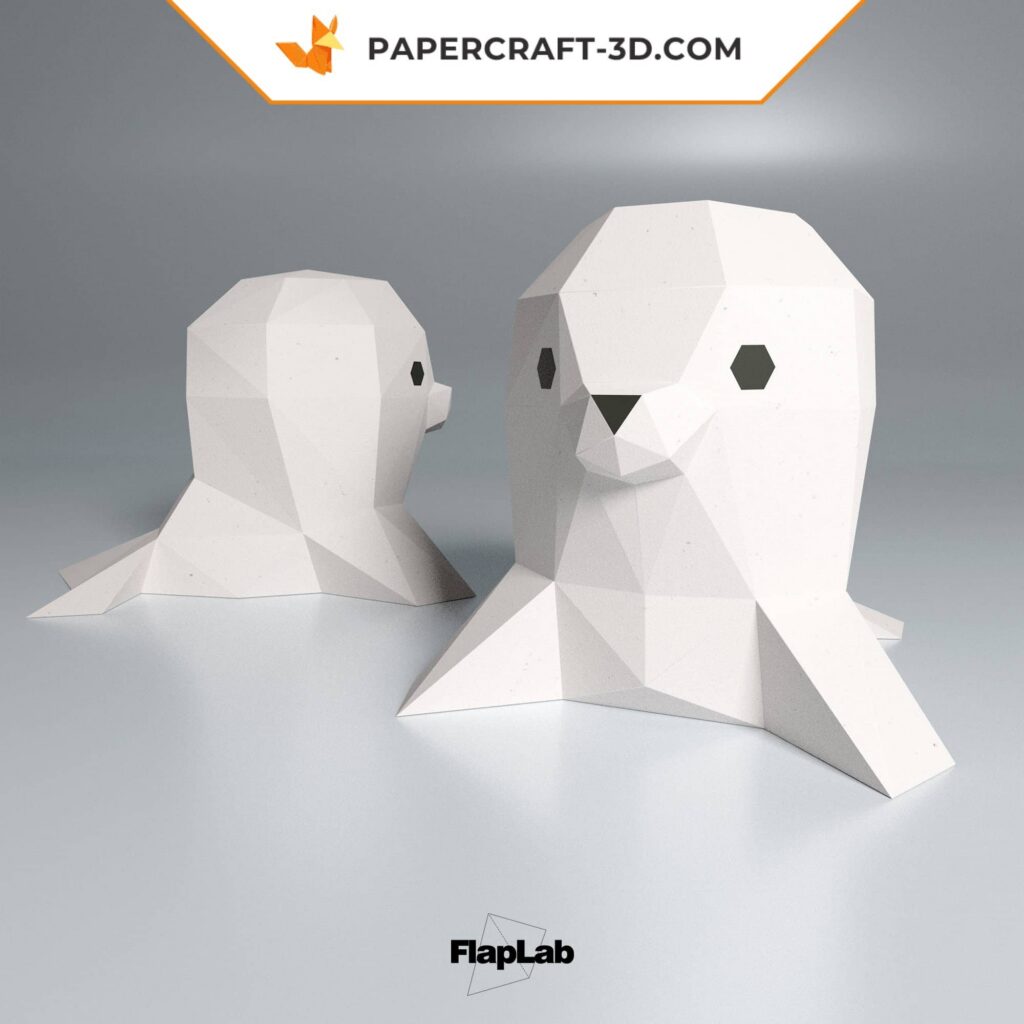 Papercraft de phoque mignon en origami 3D