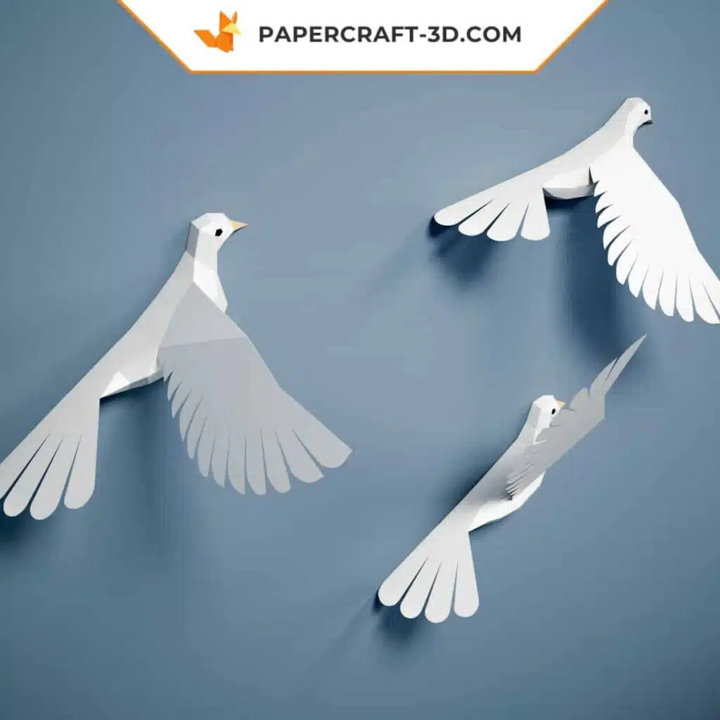 Papercraft de pigeon en origami 3D