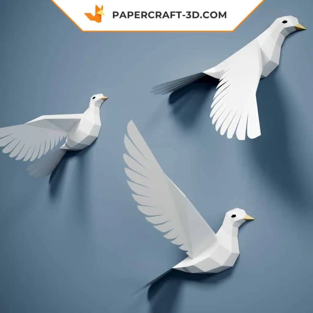 Papercraft de pombo em origami 3D Papercraft de pombo em origami 3D