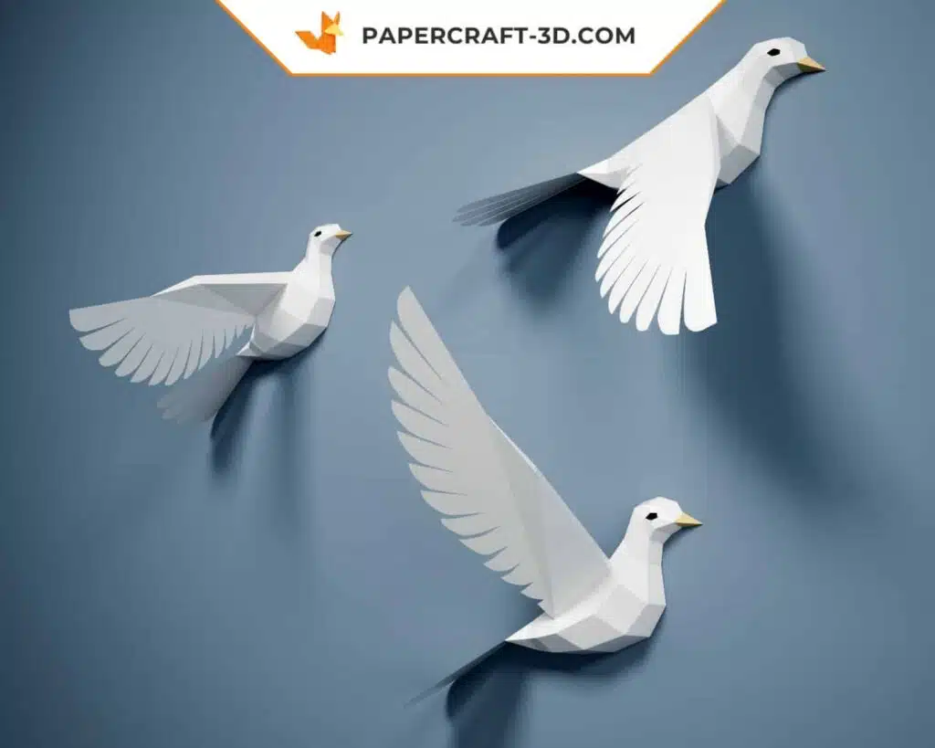 Papercraft Pigeons : modèle d&rsquo;origami 3D en papier à réaliser soi-même