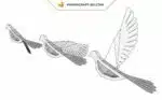 Papercraft Pigeons : modèle d&rsquo;origami 3D en papier à réaliser soi-même, weergave 8