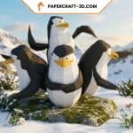 Papercraft pingouins du film Madagascar en origami 3D