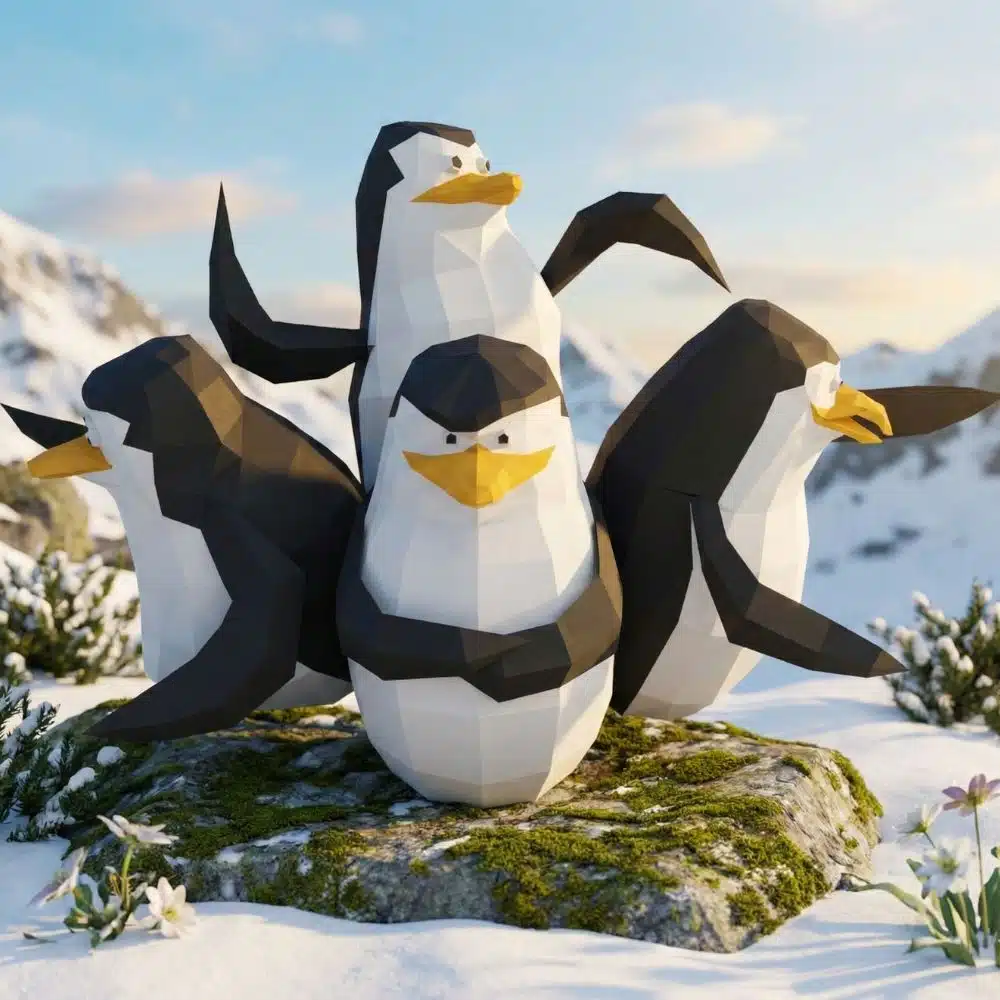 Papercraft pingouins du film Madagascar en origami 3D Papercraft pingouins du film Madagascar en origami 3D