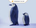 Papercraft famille de pingouin en origami 3D