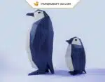 Papercraft famille de pingouin en origami 3D
