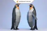 Papercraft pingouins en origami papier 3D de faible teneur en poly, weergave 2