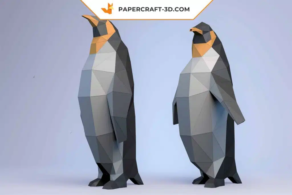 Papercraft pingouins en origami papier 3D de faible teneur en poly, weergave 3